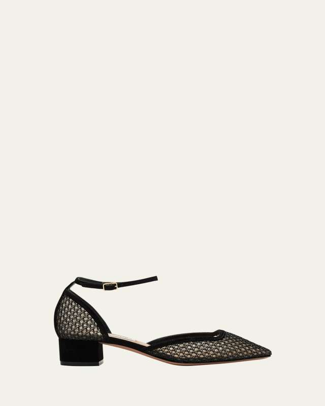 Asha Mesh Block-Heel Pumps